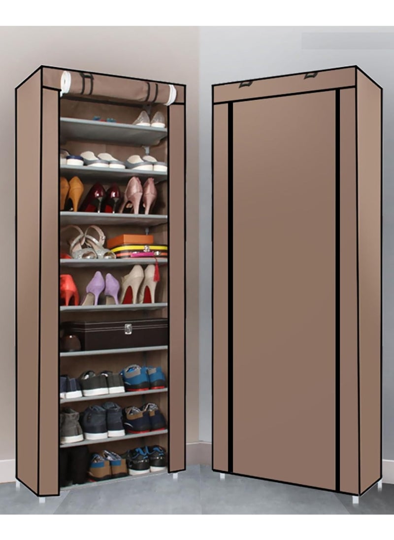 DubaiGallery - Narrow Shoe Rack Organizer Tall Shoe Rack for Closet Entryway,9 Tier Non-Woven Cover Shoe Shelf Holds Free Standing Shoe Storage Cabinet with Dustproof Cover - Image 1