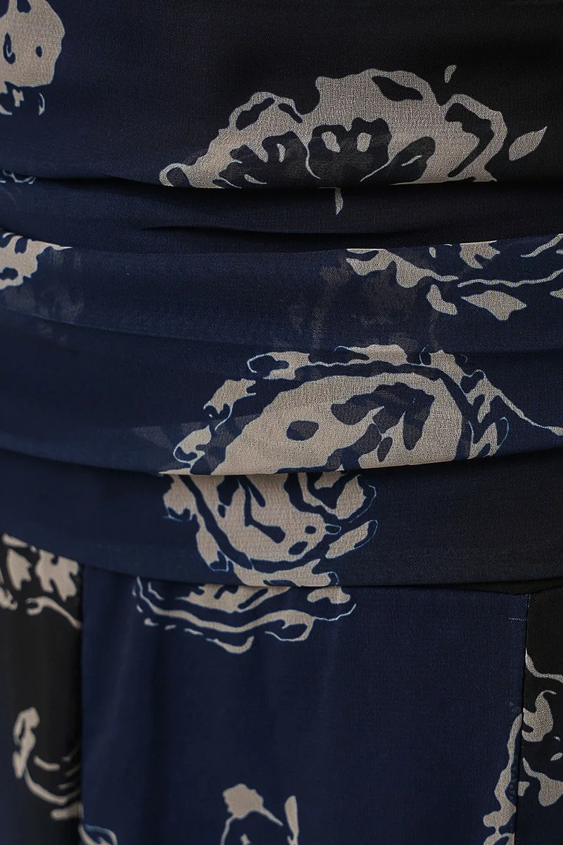 Big Dart Navy Blue BDART High Waist Paisley Maxi Skirt for Women | Best Price UAE
