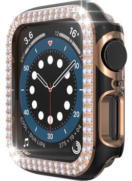 Techmaster Apple Watch 7 41MM Compatible Double Row Polished Stone Rubber Case Cover  - Image 2