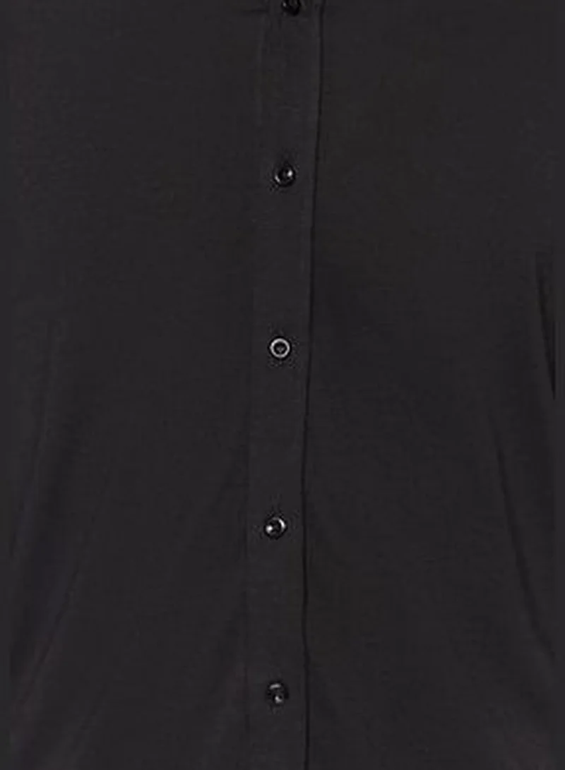 trendyol Black Men's Slim Fit Comfortable Comfortable Flexible Buttoned Collar Basic Shirt.