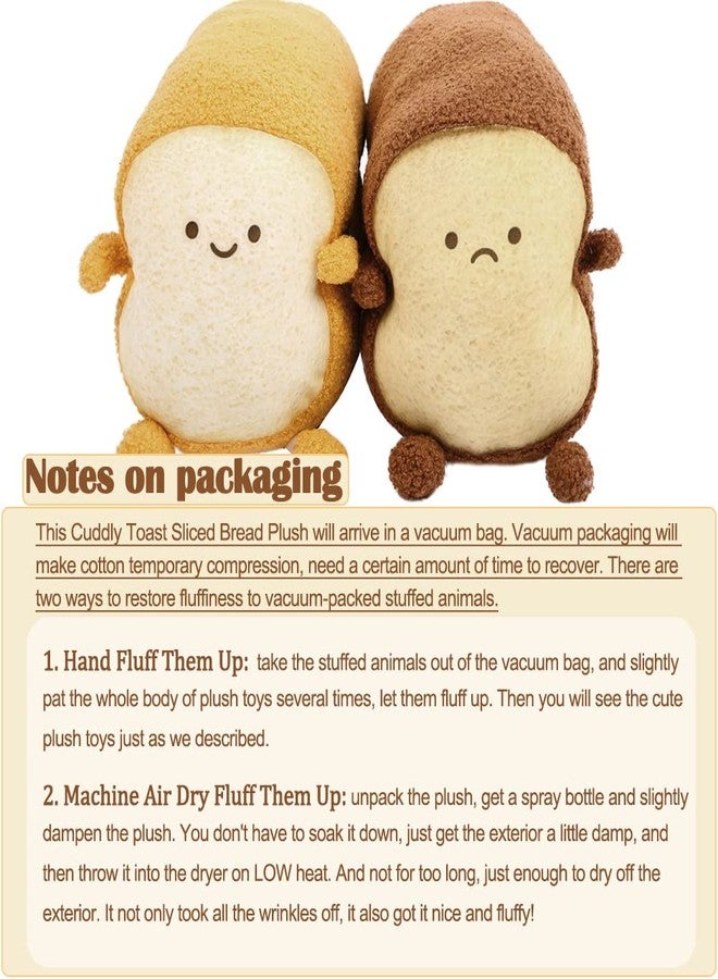 DENTRUN Toast Plush Pillow, Stuffed Bread Shape, Soft Food Plushie for Kids & Adults, 15" - Image 4