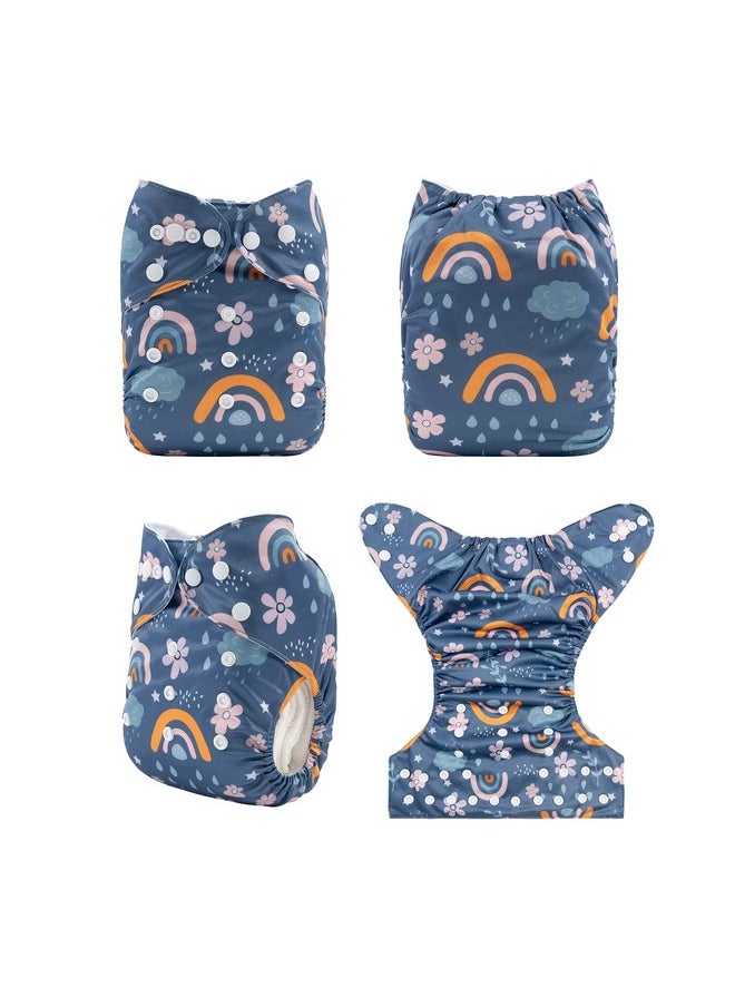 babygoal - Reusable Cloth Diapers 6 Pack+6Pcs Rayon From Bamboo Inserts+Wet Bag, One Size Adjustable Washable Pocket Nappy Covers For Baby Girls And Boys 6Fg38 - Image 1