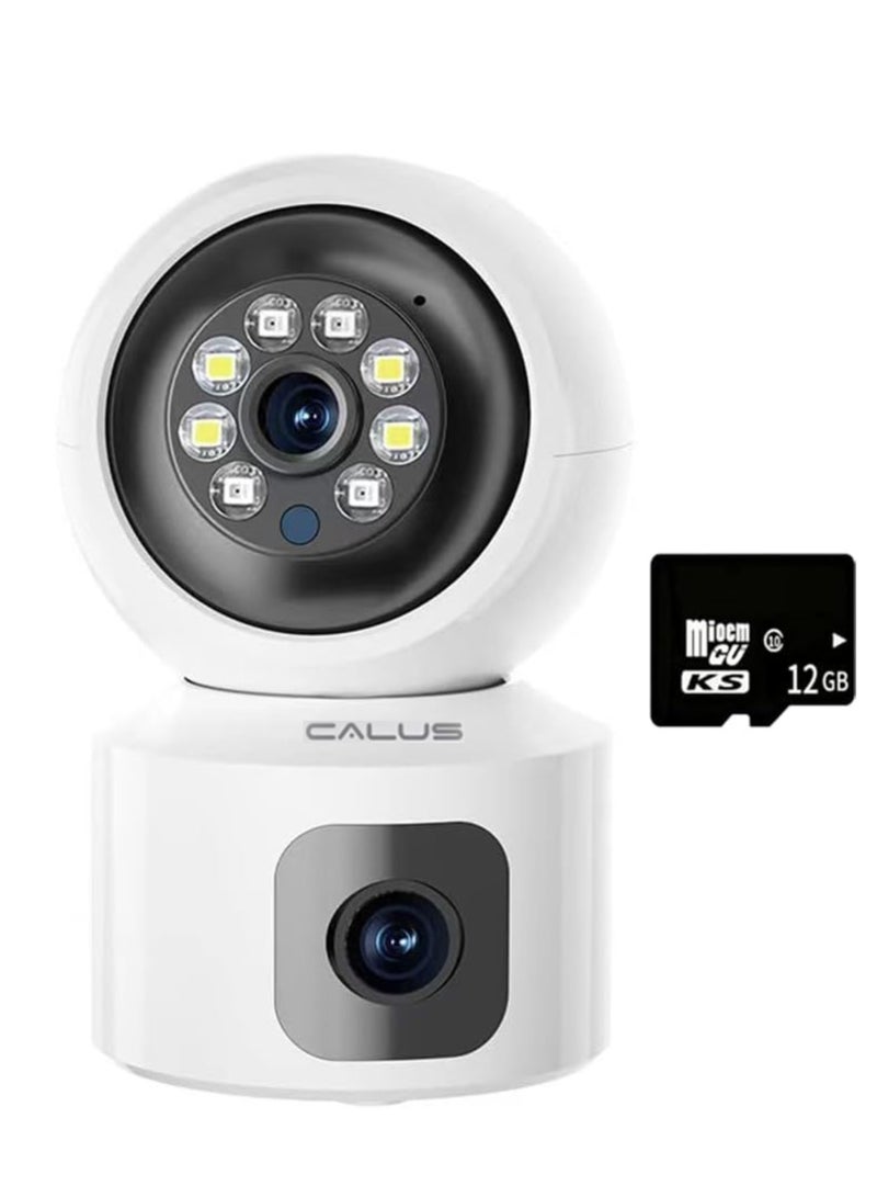 كالوس كاميرا CALUS Q7 Max الذكية المزودة بمصباح LED بدقة 2K HD - كاميرا مراقبة CCTV ثنائية العدسة تعمل بتقنية WiFi مع رؤية ليلية ملونة كاملة وتحكم عبر تطبيق، وكشف حركة بالذكاء الاصطناعي، وتتبع تلقائي، وصوت ثنائي الاتجاه، ورؤية بانورامية، ومراقبة منزلية داخلية - Image 4