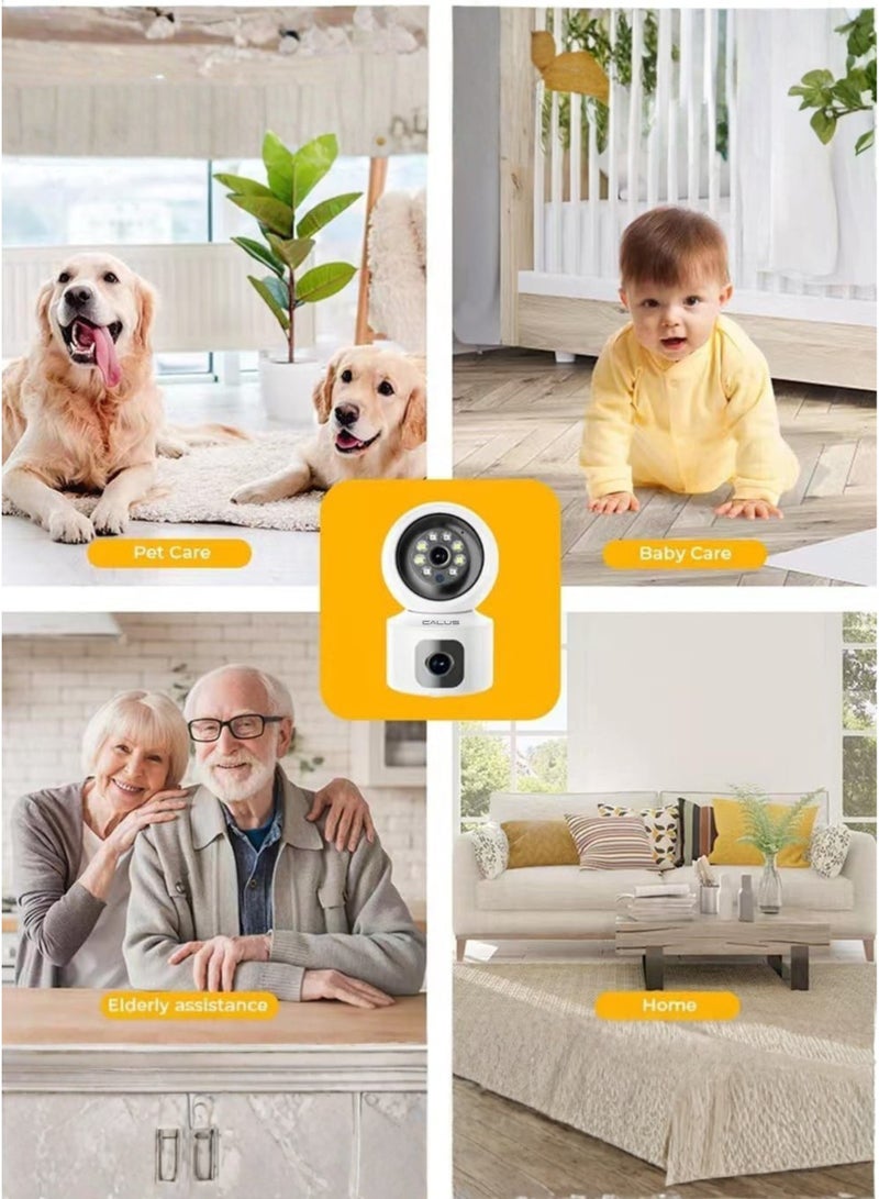 كالوس كاميرا CALUS Q7 Max الذكية المزودة بمصباح LED بدقة 2K HD - كاميرا مراقبة CCTV ثنائية العدسة تعمل بتقنية WiFi مع رؤية ليلية ملونة كاملة وتحكم عبر تطبيق، وكشف حركة بالذكاء الاصطناعي، وتتبع تلقائي، وصوت ثنائي الاتجاه، ورؤية بانورامية، ومراقبة منزلية داخلية - Image 5