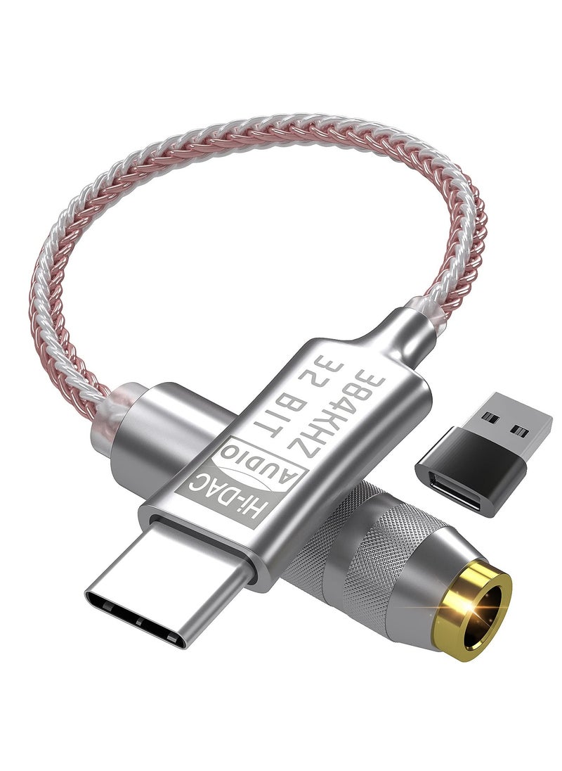 سانموجيد محول صوت USB C DAC عالي الدقة 32 بت 384 كيلو هرتز من USB C إلى 3.5 ملم مع رقاقة ALC5686، محول سماعة رأس USB C، محول صوت من USB إلى مقبس 3.5 ملم، محول صوت من USB C إلى USB C، محول صوت من USB C إلى مقبس سماعة رأس لأجهزة من النوع C  - Image 1