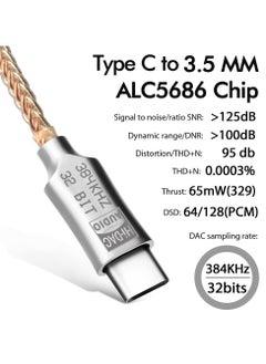 SANMUGEED USB C DAC Hi-Res 32bit 384KHz USB C to 3.5mm Audio Adapter with ALC5686 Chip, USB C Headphone Adapter, USB to 3.5mm Jack Audio Adapter, 3.5mm to USB C, USB C to Headphone Jack for Type C Devices  - Image 2