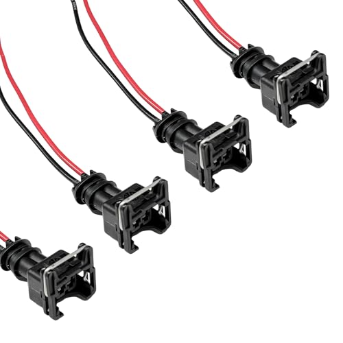 NYTKL 4 PCS Fuel Injector Connector EV1 OBD1 Typre Plug Wire Harness Pigtail Wiring Loom Plugin Adapter Fuel Injector Socket with 18 AWG Extended Wires Car Accessories - Image 1