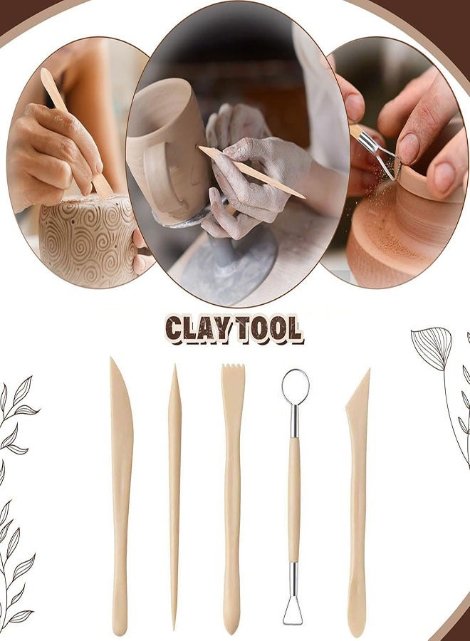 مجموعة أدوات الطين، مجموعة أدوات فخار، 31 قطعة أدوات فخار، أدوات طين جاف هوائي، أدوات تنقيط الطين البوليمر، أدوات تنقيط الطين البوليمر، مستلزمات خزف للأطفال والكبار، النحت، التشكيل، النمذجة، التشكيل - Image 5