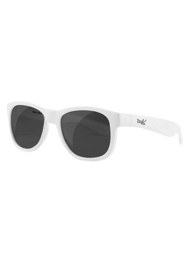 REAL SHADES Surf Polarized Sunglasses for Kids 4+ White Flex Fit, Silver Mirror Lens, 100% UV400 Protection, Unbreakable Flex Frames, Shatterproof Lenses - Image 1