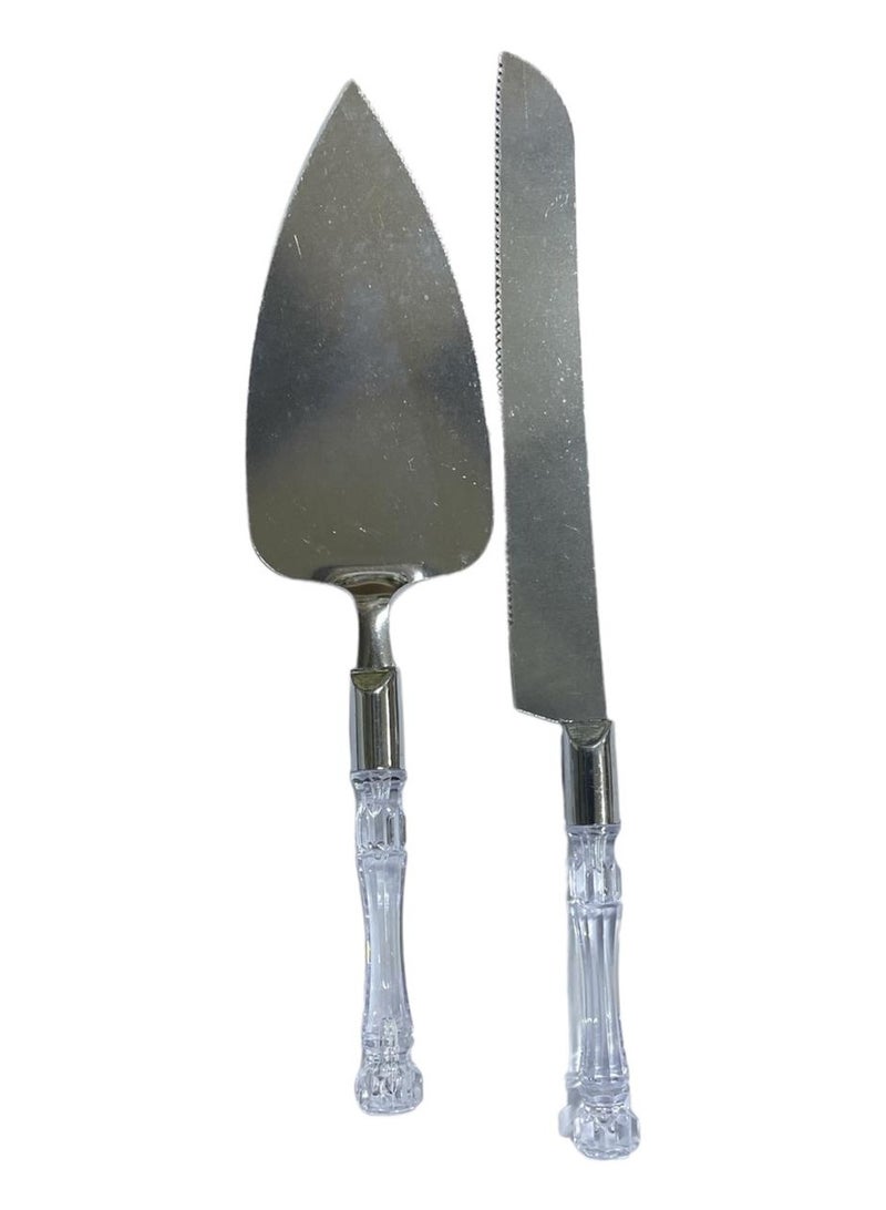 Home zone Cake Knife With Acrylic Handle Set Silver 2x6.5x28centimeter - Image 1