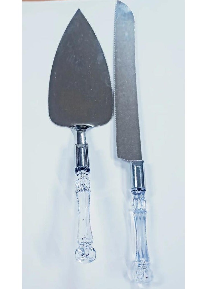 Home zone Cake Knife With Acrylic Handle Set Silver 2x6.5x28centimeter - Image 2