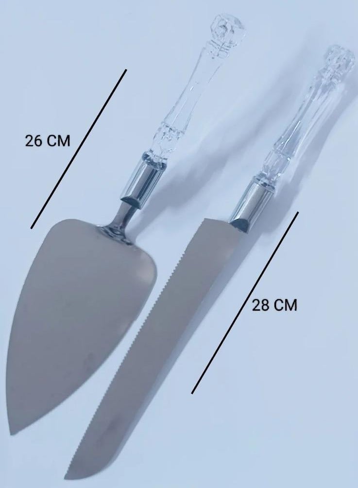 Home zone Cake Knife With Acrylic Handle Set Silver 2x6.5x28centimeter - Image 3