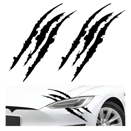 FSTURIOS 2 PCS Claw Mark Decals for Car Headlight Sticker Waterproof Vinyl Stripes Scratch Decal Monster Claw Scratch Mark Sticker Car Exterior Decor for SUV Pickup Truck Black - Image 1