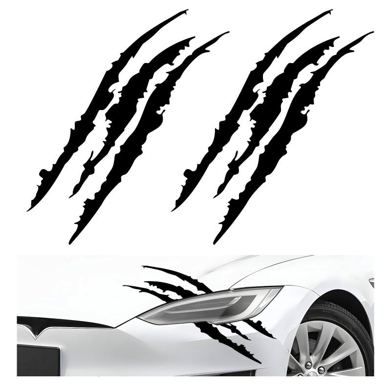 FSTURIOS 2 PCS Claw Mark Decals for Car Headlight Sticker Waterproof Vinyl Stripes Scratch Decal Monster Claw Scratch Mark Sticker Car Exterior Decor for SUV Pickup Truck Black - Image 3