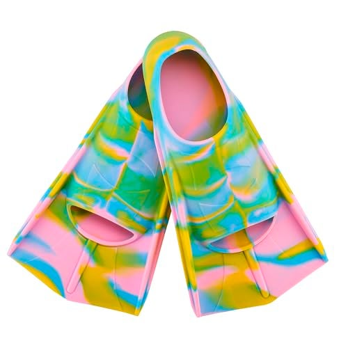 Prsca Kids Swim FinsShort Youth Fins Swimming FlippersTraining Fins for Lap Swimmingfor Children Girls Boys Beginners - Image 1