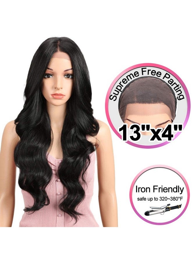 Joedir Oedir 26" Big Curly Wavy Supreme Free Parting Hd Lace Frontal Wigs With Baby Hair High Temperature Synthetic Wigs For Women 180% Density Wigs(Black Color) - Image 3
