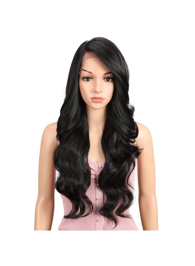 Joedir Oedir 26" Big Curly Wavy Supreme Free Parting Hd Lace Frontal Wigs With Baby Hair High Temperature Synthetic Wigs For Women 180% Density Wigs(Black Color) - Image 2