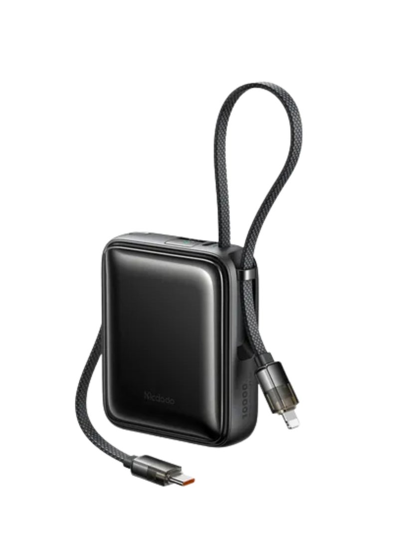 Mcdodo Mini Power Bank 10000mAh, Built-in USB-C + Lightning Cable, 22.5W PD Fast Charging, 50% More Compact, 3 Ports, iPhone + Android, FreeKit, Black, MC-2550 - Image 2