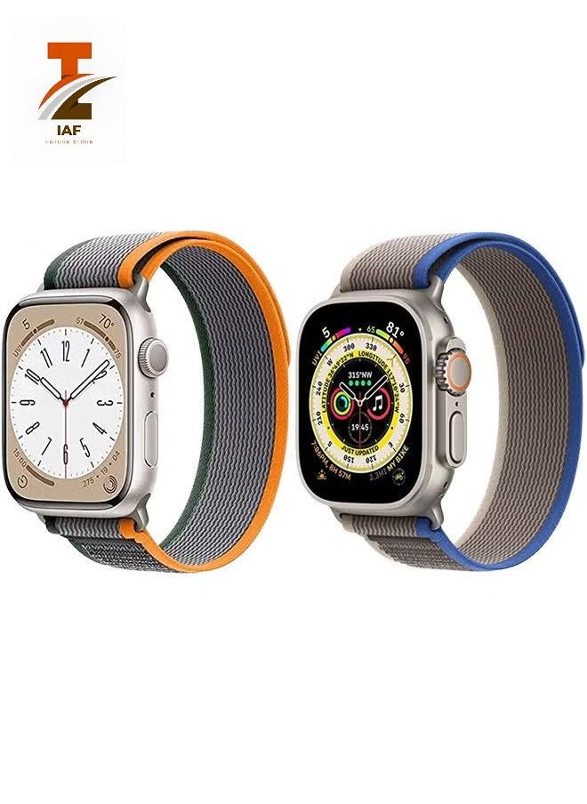 IAF (Pack of 2)YOMNA Trail Loop Compatible with Apple Watch Band 49/45/44/42mm, Nylon Weave Sport Loop Men Women Adjustable Pull Tab Strap for Apple Watch Ultra iWatch All Series 