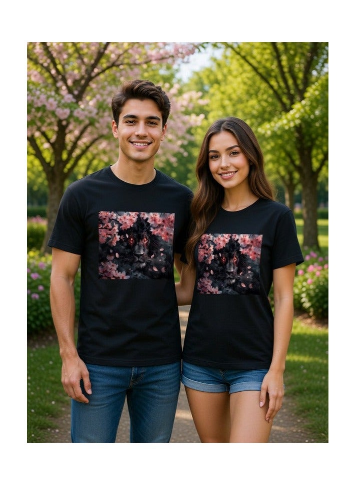 Dirty Lizard 1pc Unisex black t-shirt with animal print 100% cotton 7 - Image 1
