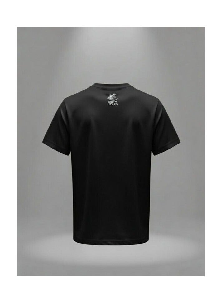Dirty Lizard 1pc Unisex black t-shirt with animal print 100% cotton 7 - Image 2