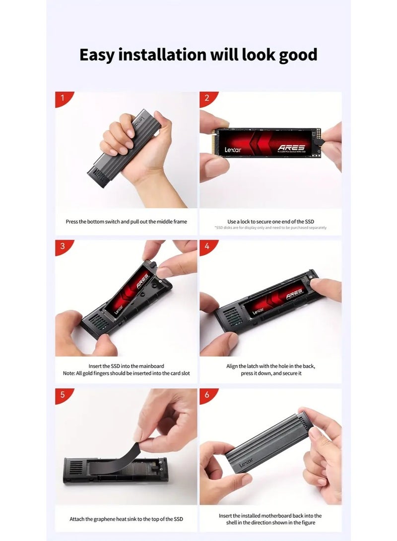 Lexar Lexar Lexar E300 M.2 SSD Mobile Hard Disk Case NVMe/SATA Protocol Type-C Interface - Image 4