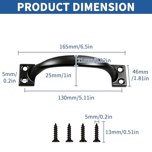 TamBee 2PCS 6-1/2 Inch Pulls Black Door Pull Handle Metal Kitchen Cabinets Furniture Wardrobe Medicine Handle in Black Door Hardware - Image 2