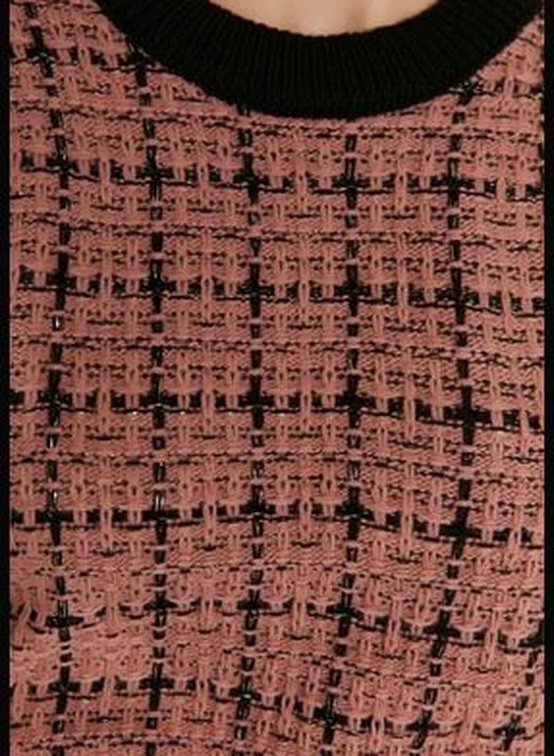 trendyol Dried Rose Glittery Tweed Look Knitwear Sweater Knitwear Sweater TWOAW21KZ0032