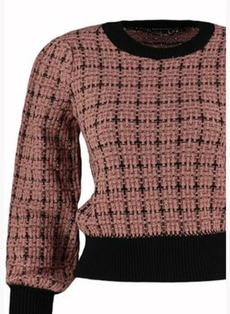 trendyol Dried Rose Glittery Tweed Look Knitwear Sweater Knitwear Sweater TWOAW21KZ0032