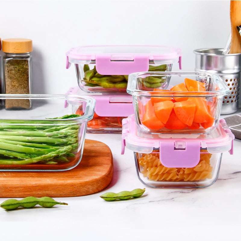 UMEIED 10 Pack Glass Food Storage Containers with Lids  Leakproof Airtight Glass Meal Prep Containers For Lunch  On The Go  Leftover  Dishwasher Safe - Image 5