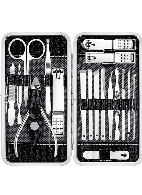 Manicure Set Nail Clippers Pedicure Kit -18 Pieces Stainless Steel Manicure Kit Professional Grooming Kits Nail Care Tools With Luxurious Travel Case