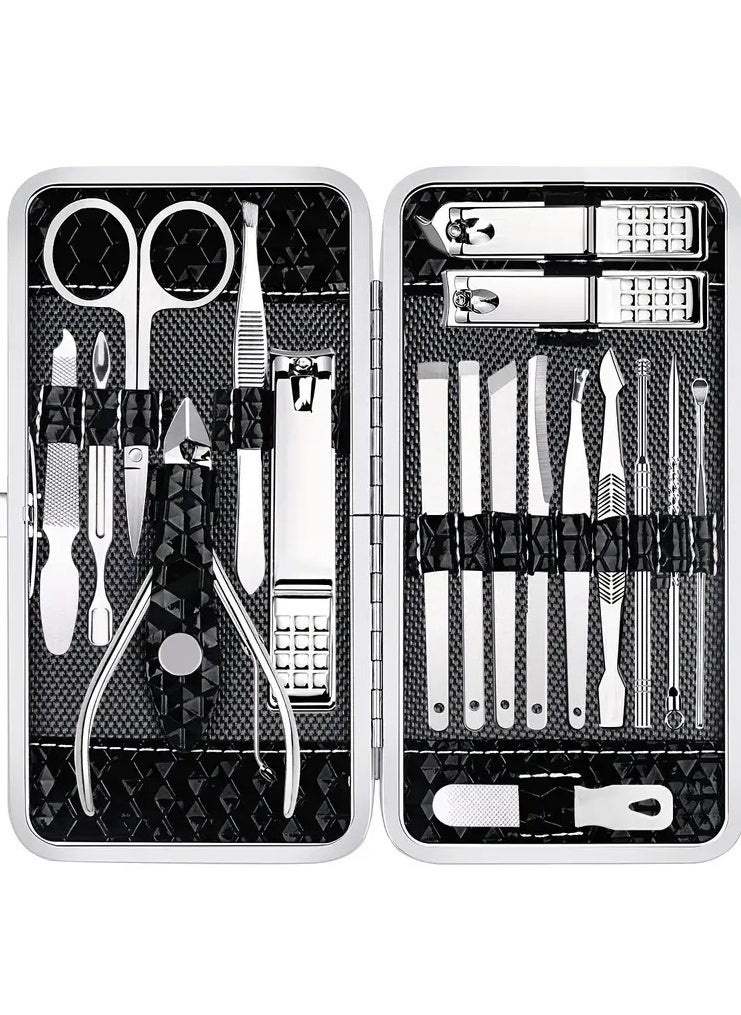 ORiTi Manicure Set Nail Clippers Pedicure Kit -18 Pieces Stainless Steel Manicure Kit Professional Grooming Kits Nail Care Tools With Luxurious Travel Case  - Image 1