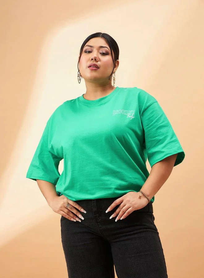 SASSAFRAS Plus Brooklyn Graphic Print Drop Shoulder T-Shirt by Styli