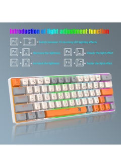 روك بو ROCK POW 60٪ 63 مفتاحًا لوحة مفاتيح ميكانيكية سلكية للألعاب RGB بإضاءة خلفية ولوحة مفاتيح صغيرة فائقة الصغر مقاومة للماء لوحة مفاتيح صغيرة مدمجة للكمبيوتر الشخصي/Mac Gamer Typist Travel سهلة الحمل في  - Image 3