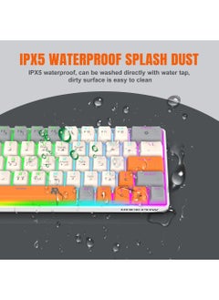 روك بو ROCK POW 60٪ 63 مفتاحًا لوحة مفاتيح ميكانيكية سلكية للألعاب RGB بإضاءة خلفية ولوحة مفاتيح صغيرة فائقة الصغر مقاومة للماء لوحة مفاتيح صغيرة مدمجة للكمبيوتر الشخصي/Mac Gamer Typist Travel سهلة الحمل في  - Image 4