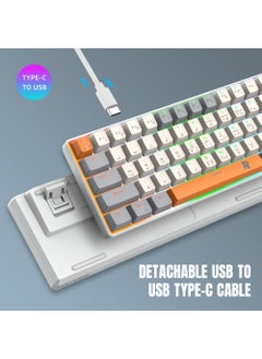 روك بو ROCK POW 60٪ 63 مفتاحًا لوحة مفاتيح ميكانيكية سلكية للألعاب RGB بإضاءة خلفية ولوحة مفاتيح صغيرة فائقة الصغر مقاومة للماء لوحة مفاتيح صغيرة مدمجة للكمبيوتر الشخصي/Mac Gamer Typist Travel سهلة الحمل في  - Image 5