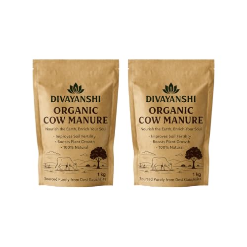 DIVAYANSHI Organic Cow Manure – Enriched Desi Cow Dung Compost | Nourishes Plants Naturally for Healthy Growth & Blooming Gardens (1kg- Pack of 2) - Image 1