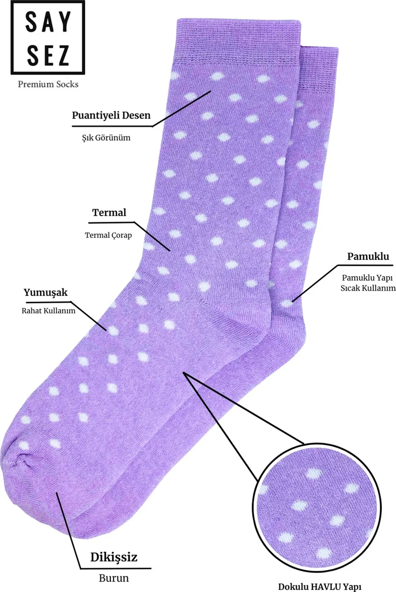 سايسيز Women's Towel Cotton Winter Thick Thermal Seamless Colorful Polka Dot Socks Economical Pack of 3