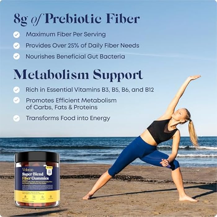 Veloraa Super Blend Fiber Gummies for Adults – 8g Prebiotic Fiber Gummies, Supports Digestive Health, Bloating Relief & Wellness, Infused with Ginger, Camu Camu & Matcha, Strawberry Flavor – 60 Count - Image 4