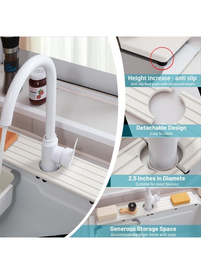 HOMESTAR Faucet Mat for Kitchen Sink with Raised Feet, Stone Sink Mat Quick Dry around Faucet, Water Absorbent Stone Tray, Sink Splash Guard & Protectors, Stone Drying Mat for kitchen Counter - Image 2