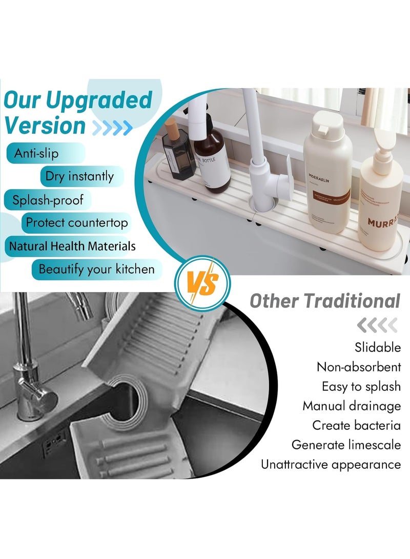 HOMESTAR Faucet Mat for Kitchen Sink with Raised Feet, Stone Sink Mat Quick Dry around Faucet, Water Absorbent Stone Tray, Sink Splash Guard & Protectors, Stone Drying Mat for kitchen Counter - Image 4