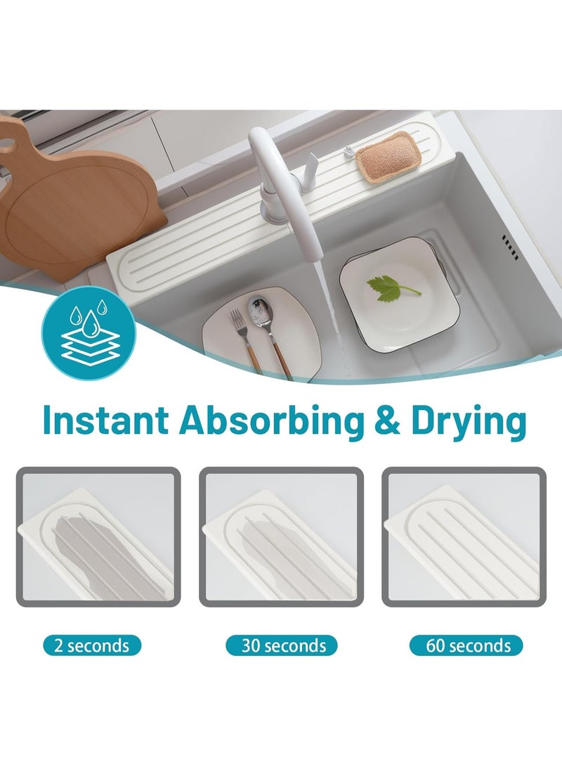 HOMESTAR Faucet Mat for Kitchen Sink with Raised Feet, Stone Sink Mat Quick Dry around Faucet, Water Absorbent Stone Tray, Sink Splash Guard & Protectors, Stone Drying Mat for kitchen Counter - Image 3