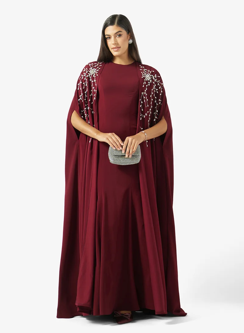 Akadia Fashion  EMBELLISHED CAPE 2PCS CREPE DRESS for Women | Best Price UAE