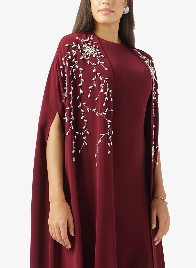 Akadia Fashion  EMBELLISHED CAPE 2PCS CREPE DRESS for Women | Best Price UAE