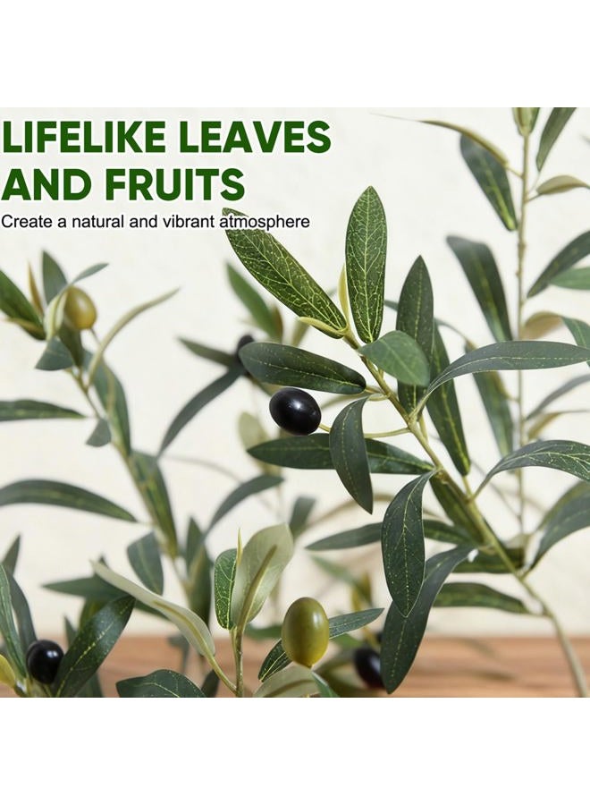 Timoo شجرة زيتون صناعية داخلية بارتفاع 5 أقدام مع وعاء أبيض، نباتات صناعية داخلية شجرة مزيفة بأوراق واقعية وثمار حقيقية، نبات مزيف لتزيين المنزل والمكتب - Image 3