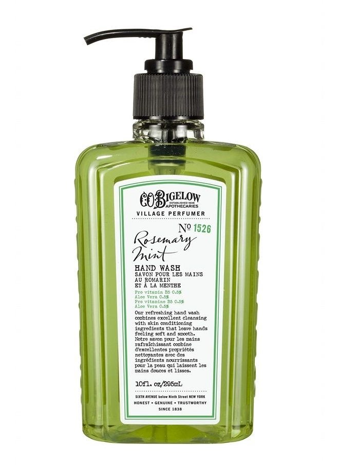 C. O. Bigelow - C.O. Bigelow Hand Wash, Rosemary Mint Soap, No. 1526 - Village Perfumer Moisturizing Hand Wash for Bathroom & Kitchen with Aloe Vera, 10 fl oz - Image 1