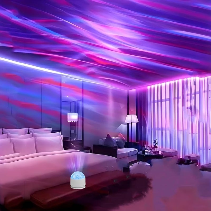 Ocean Wave Projector Night Light With Remote Rotating Water Pattern Romantic Flame Atmosphere Plastic - Image 4