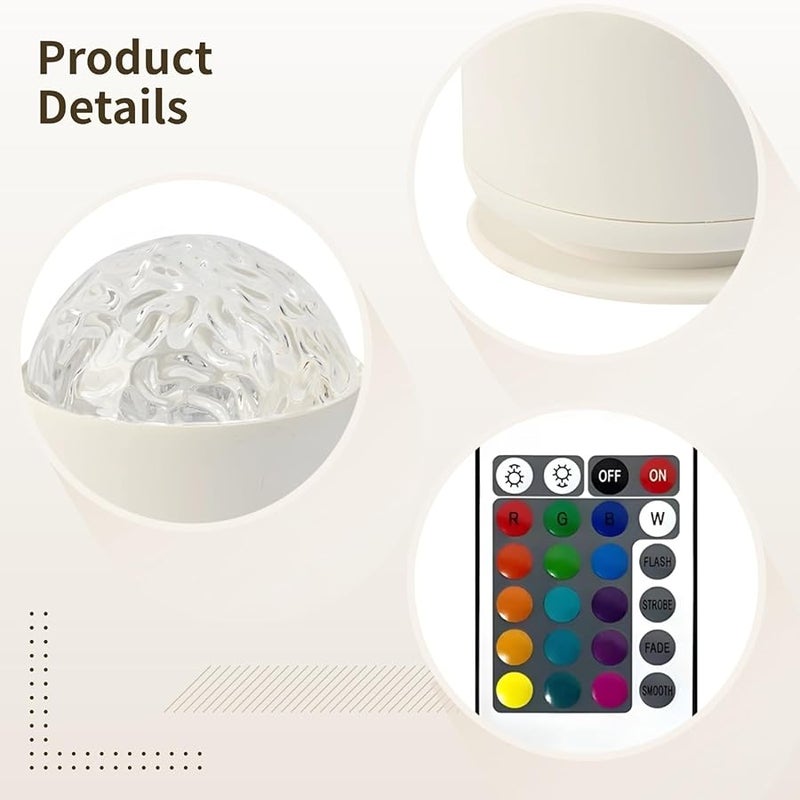 Ocean Wave Projector Night Light With Remote Rotating Water Pattern Romantic Flame Atmosphere Plastic - Image 2