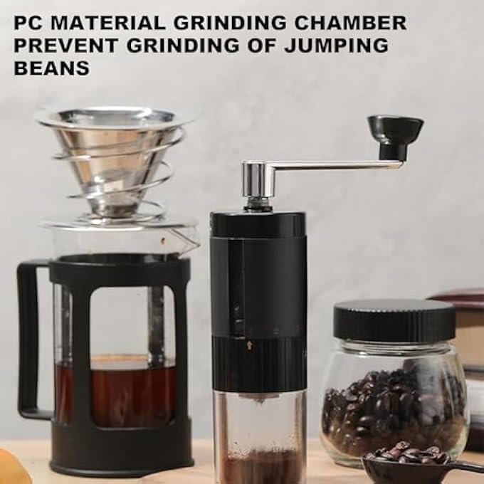 NALACAL Manual Coffee Bean Grinder Hand Crank Coffee Grinder 90Ml Adjustable Manual Espresso Grinder With Visual Powder Chamber Stainless Steel Coffee Hand Grinder Accessories For For Espresso Cold Brew - Image 2