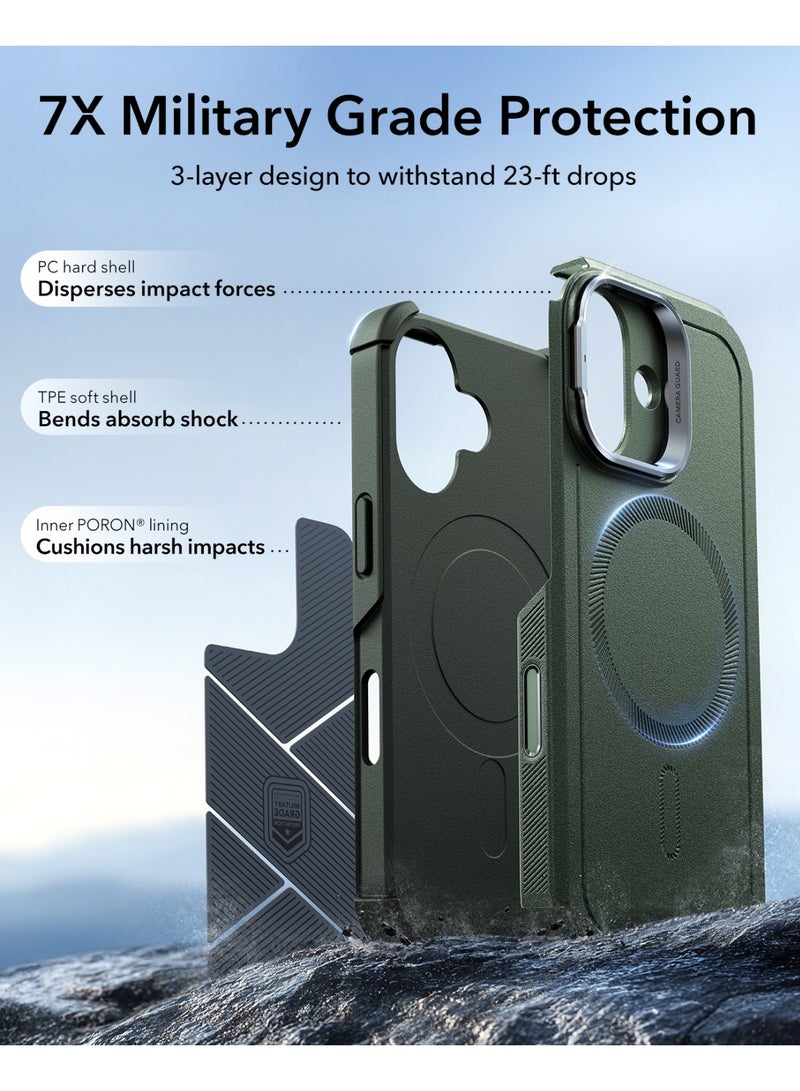 ESR iPhone 17 HaloLock Cyber Tough Case with Stand – MagSafe Compatible Heavy-Duty Cover with Camera Control Button 7x Military-Grade Drop Protection Shock-Absorbing Corners And 3-Layer Design - Green - Image 4